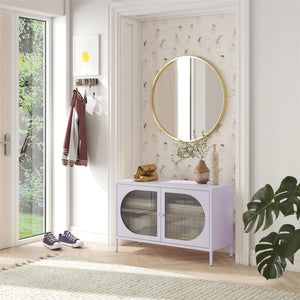 Mr. Kate Luna Wide 2-Door Accent Cabinet with Fluted Glass - Lilac Metal