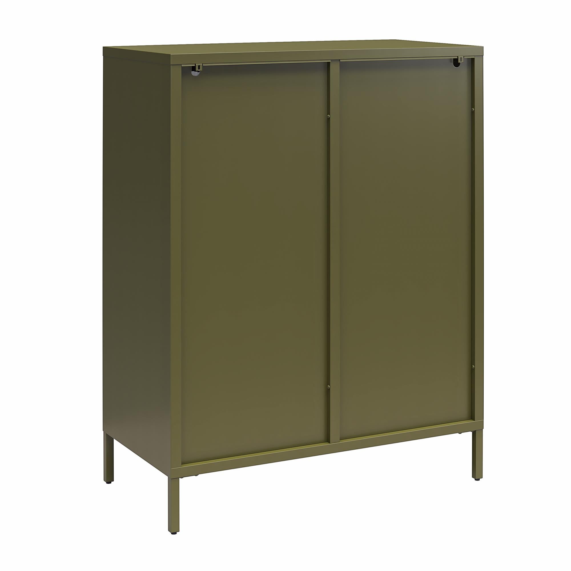 Mr. Kate Luna Short 2-Door Accent Cabinet with Fluted Glass - Olive Green Metal