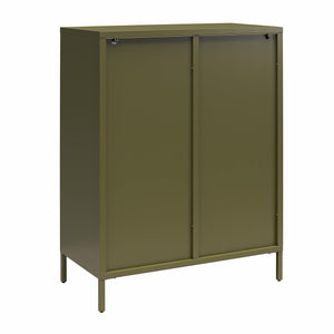Mr. Kate Luna Short 2-Door Accent Cabinet with Fluted Glass - Olive Green Metal