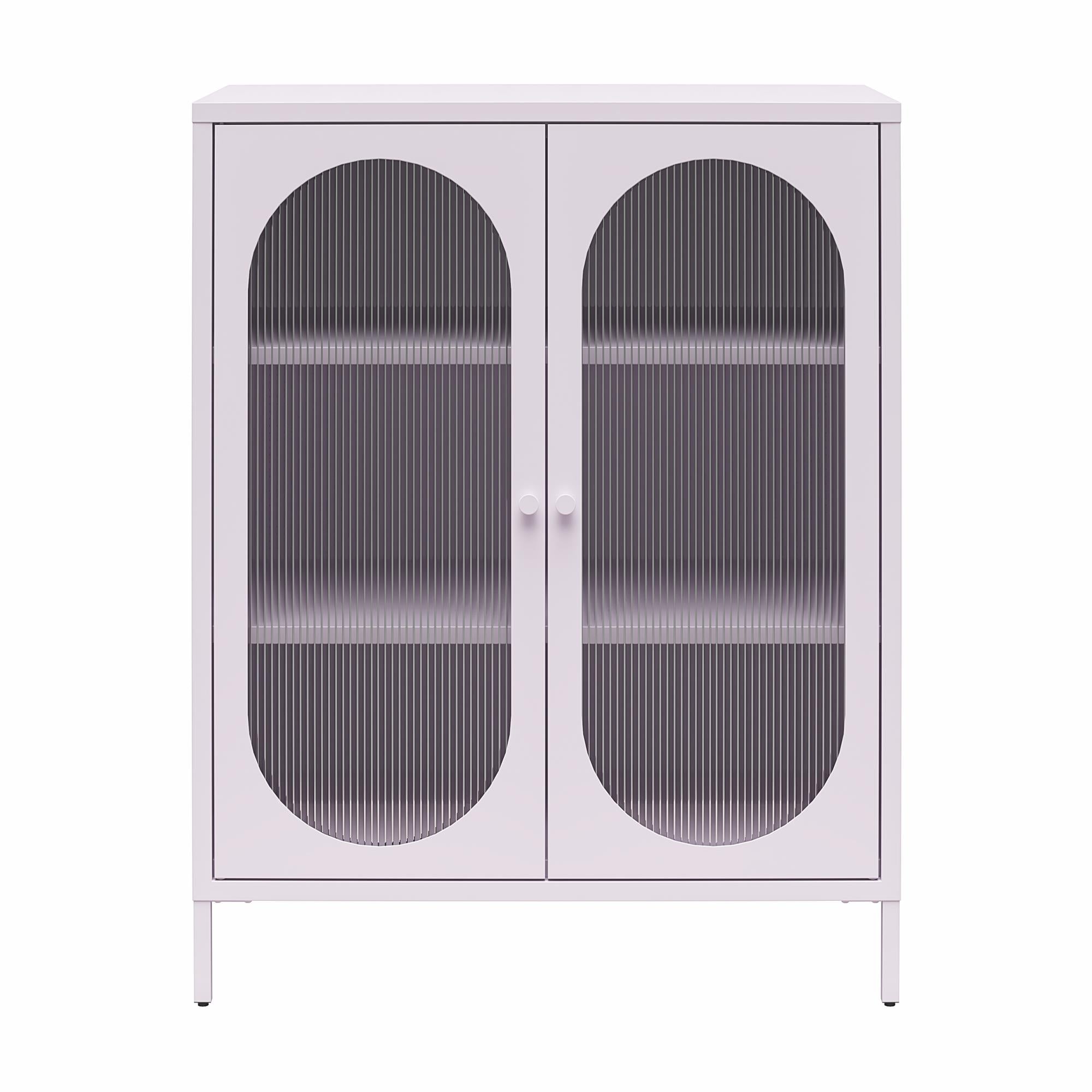 Mr. Kate Luna Short 2-Door Accent Cabinet with Fluted Glass - Lilac Metal