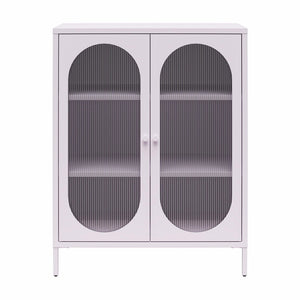 Mr. Kate Luna Short 2-Door Accent Cabinet with Fluted Glass - Lilac Metal