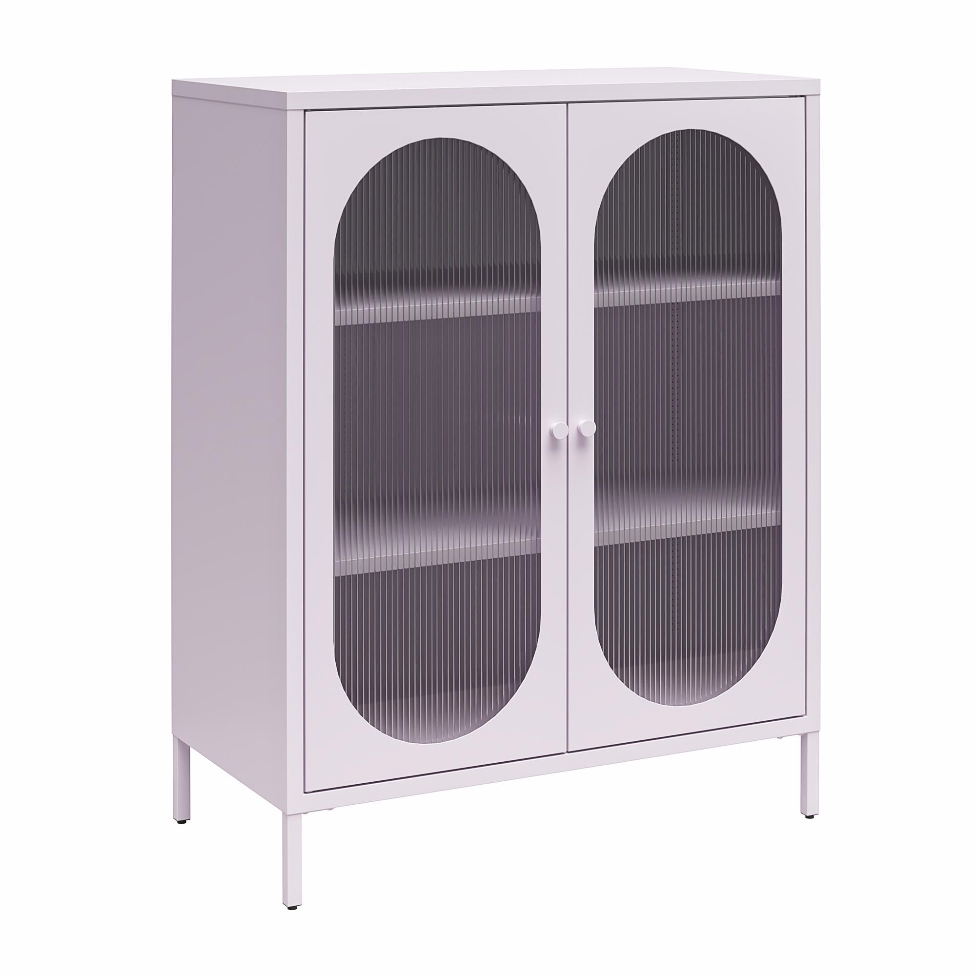 Mr. Kate Luna Short 2-Door Accent Cabinet with Fluted Glass - Lilac Metal