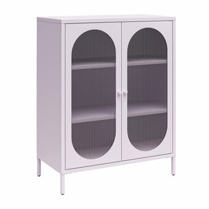 Mr. Kate Luna Short 2-Door Accent Cabinet with Fluted Glass - Lilac Metal