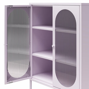 Mr. Kate Luna Short 2-Door Accent Cabinet with Fluted Glass - Lilac Metal