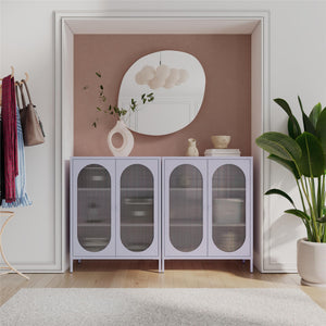Mr. Kate Luna Short 2-Door Accent Cabinet with Fluted Glass - Lilac Metal