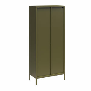 Mr. Kate Luna Tall 2-Door Accent Cabinet with Fluted Glass - Olive Green Metal