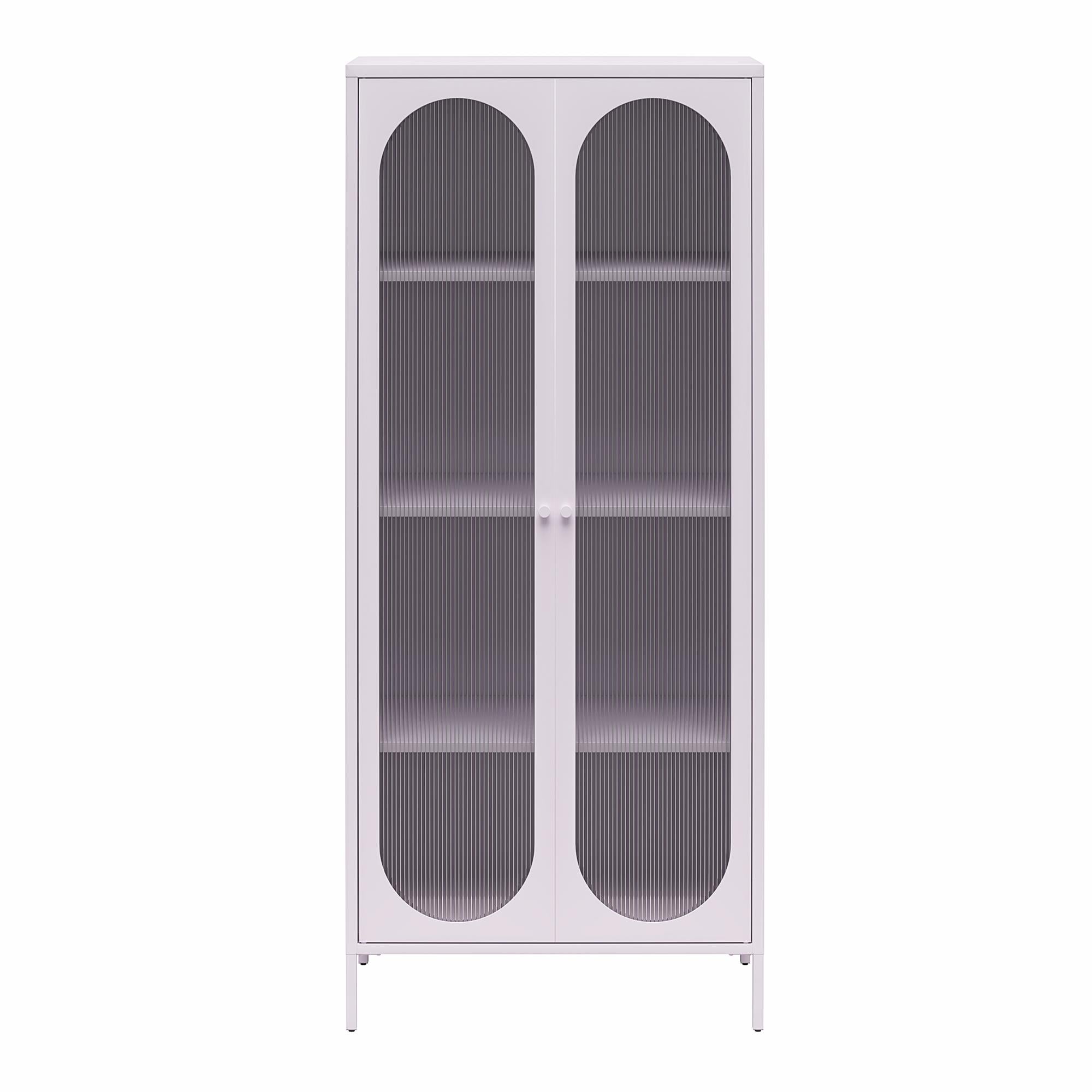 Mr. Kate Luna Tall 2-Door Accent Cabinet with Fluted Glass - Lilac Metal