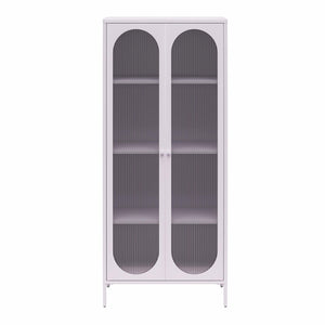 Mr. Kate Luna Tall 2-Door Accent Cabinet with Fluted Glass - Lilac Metal