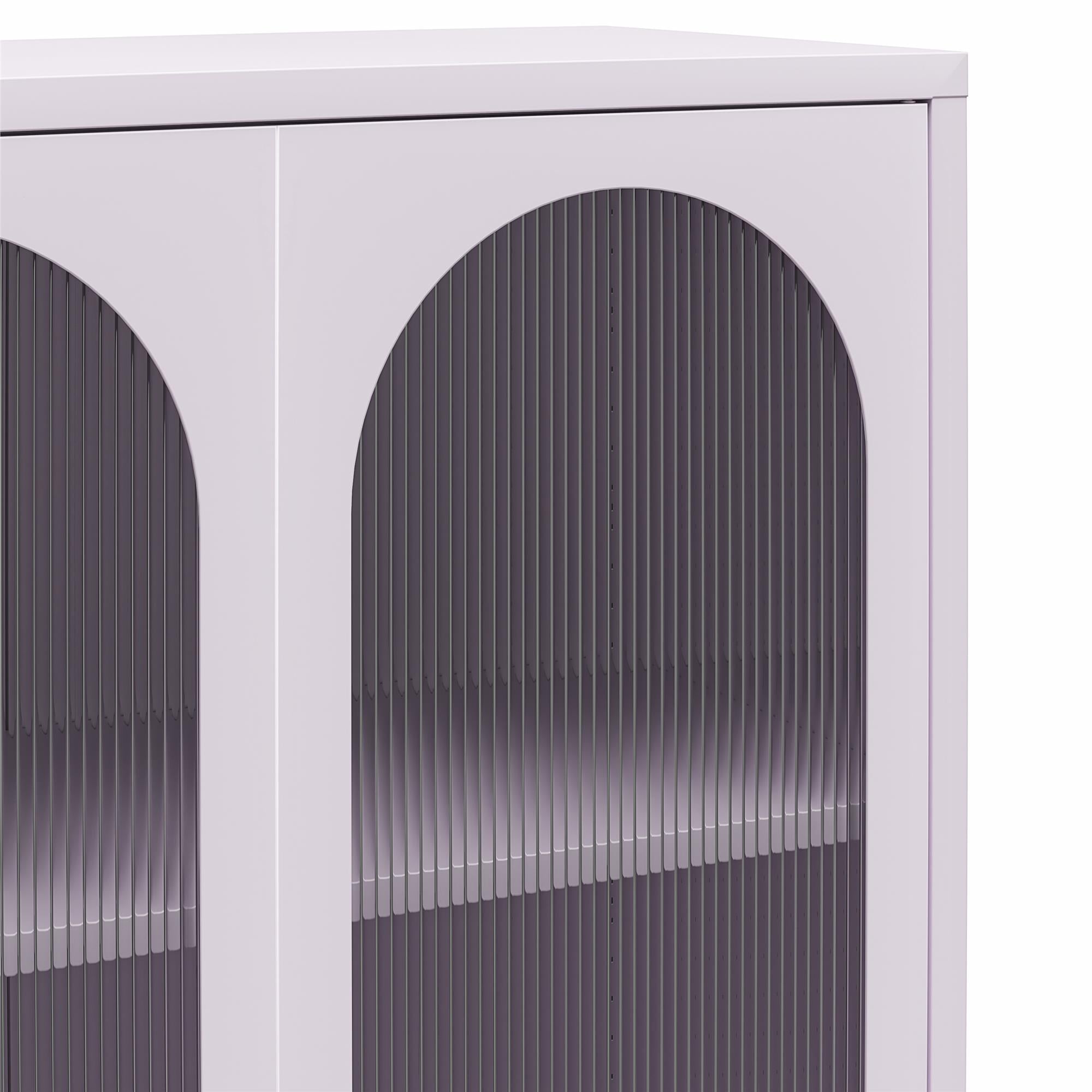 Mr. Kate Luna Tall 2-Door Accent Cabinet with Fluted Glass - Lilac Metal