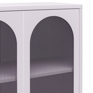 Mr. Kate Luna Tall 2-Door Accent Cabinet with Fluted Glass - Lilac Metal