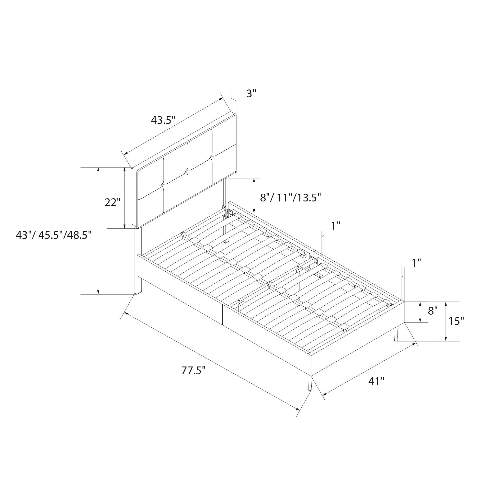 RealRooms Tyler Upholstered Bed - Blue - Twin
