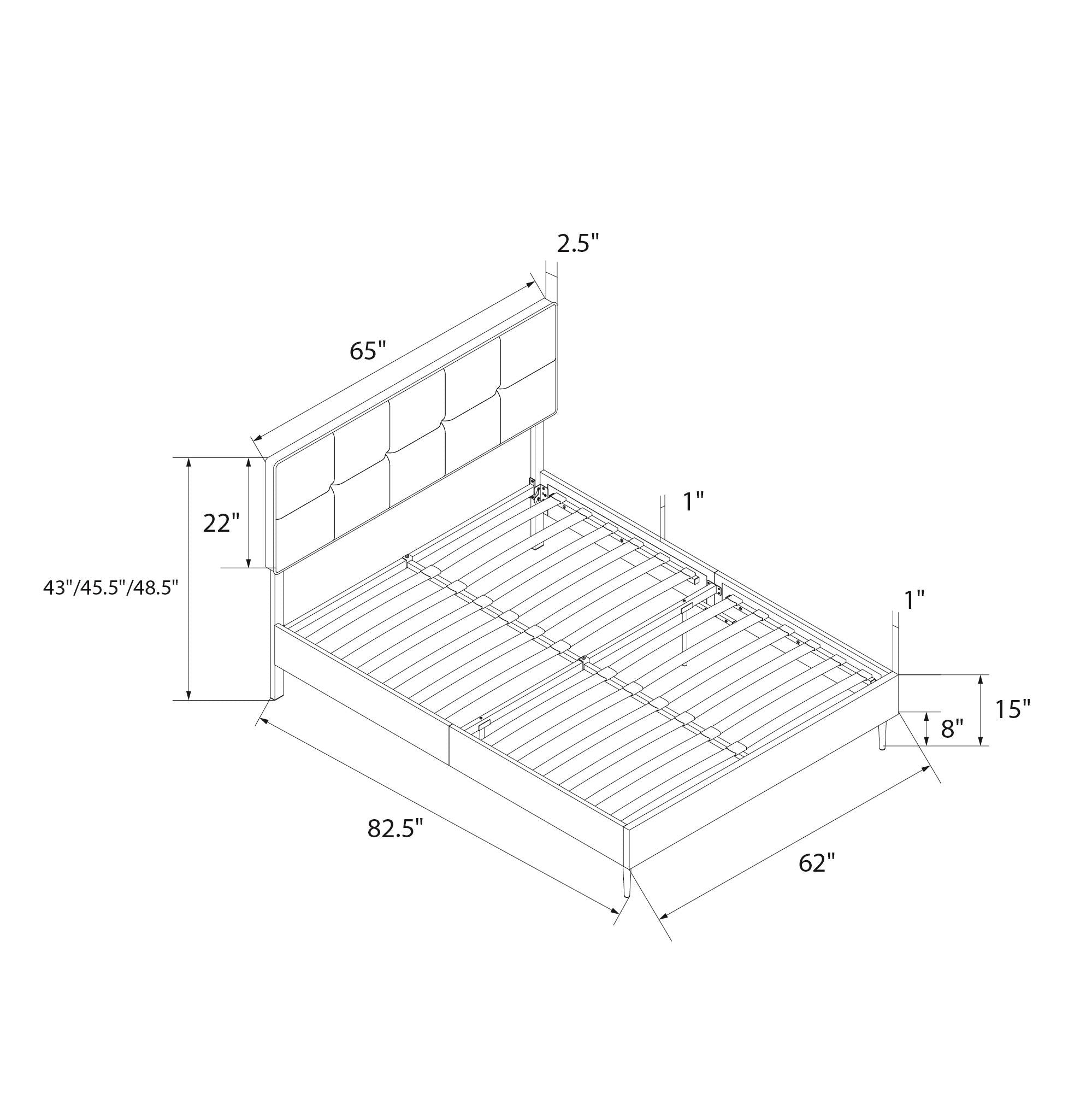 RealRooms Tyler Upholstered Bed - Dark Gray - Queen