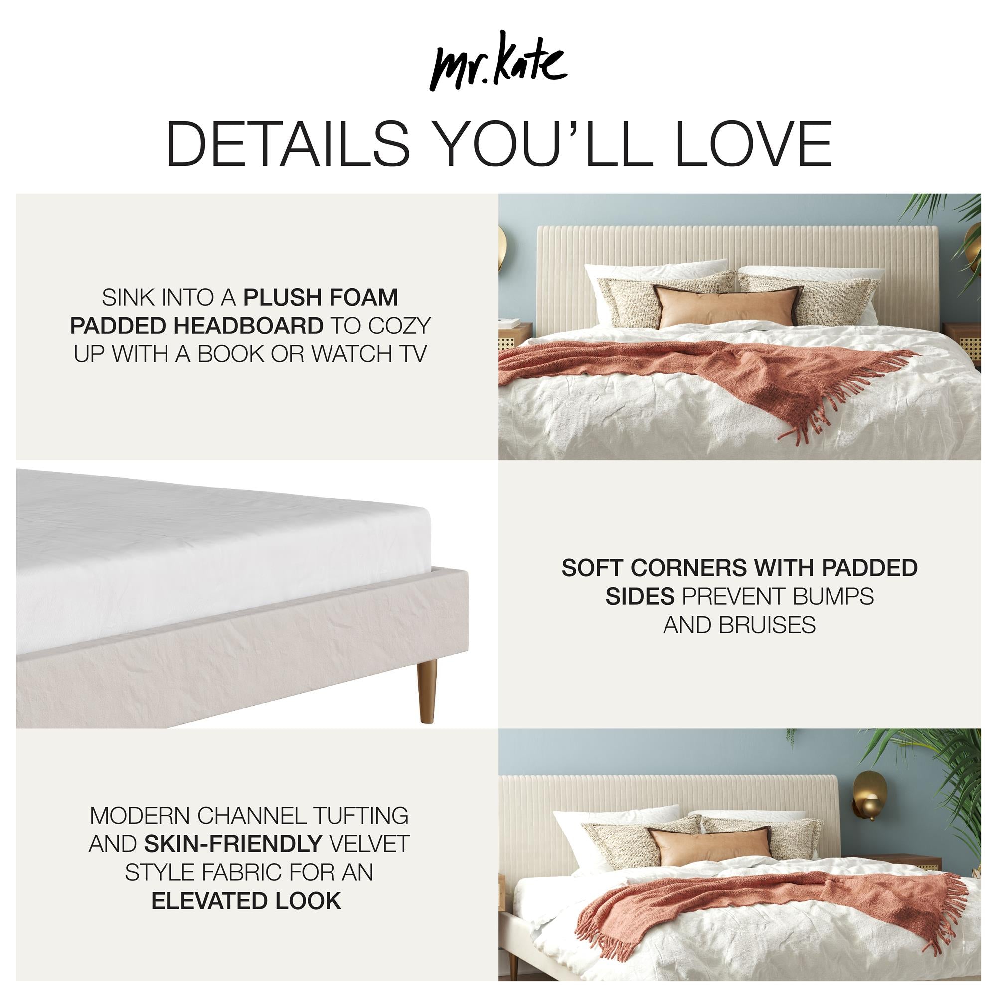 Mr. Kate Daphne Upholstered Bed - Ivory - King