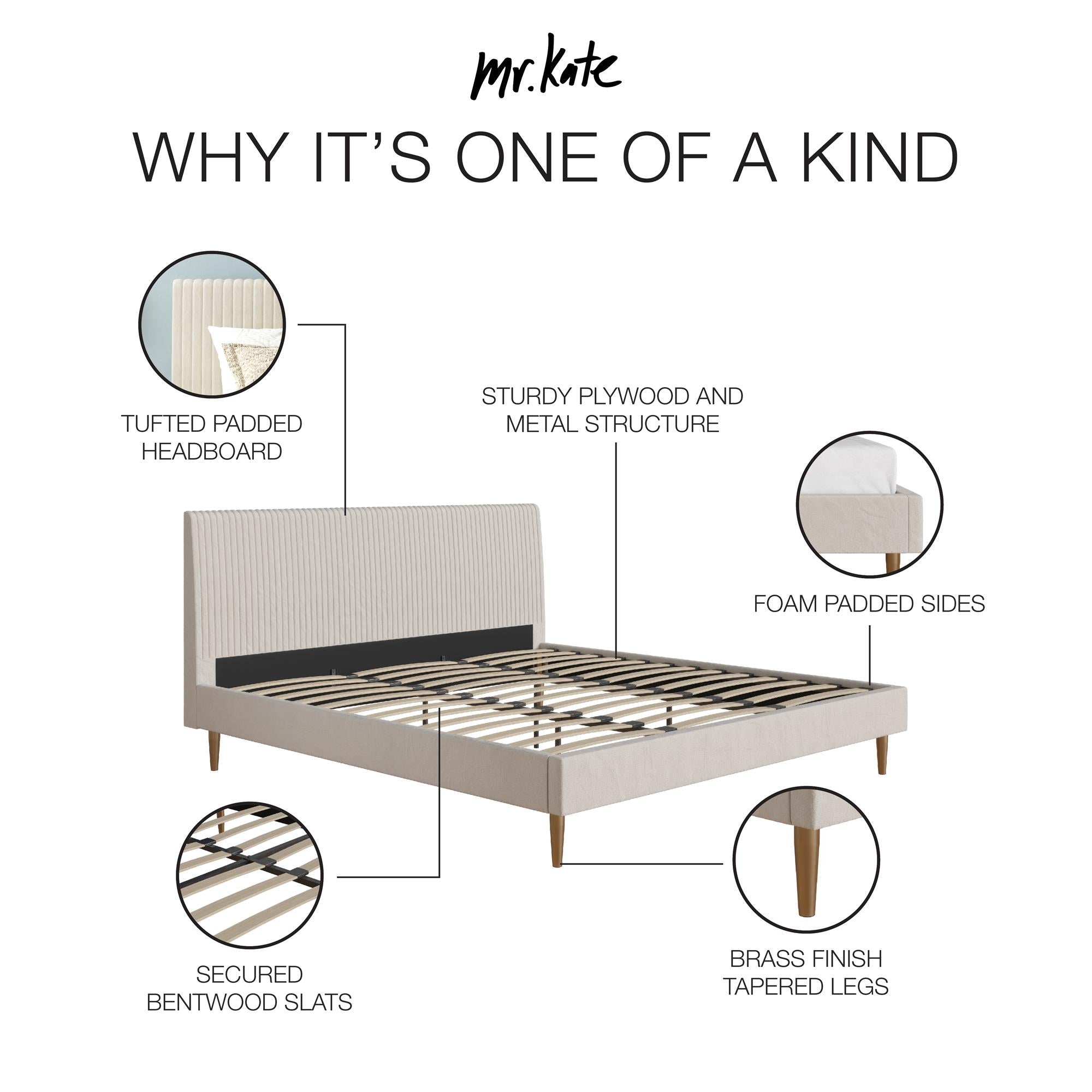 Mr. Kate Daphne Upholstered Bed - Ivory - King