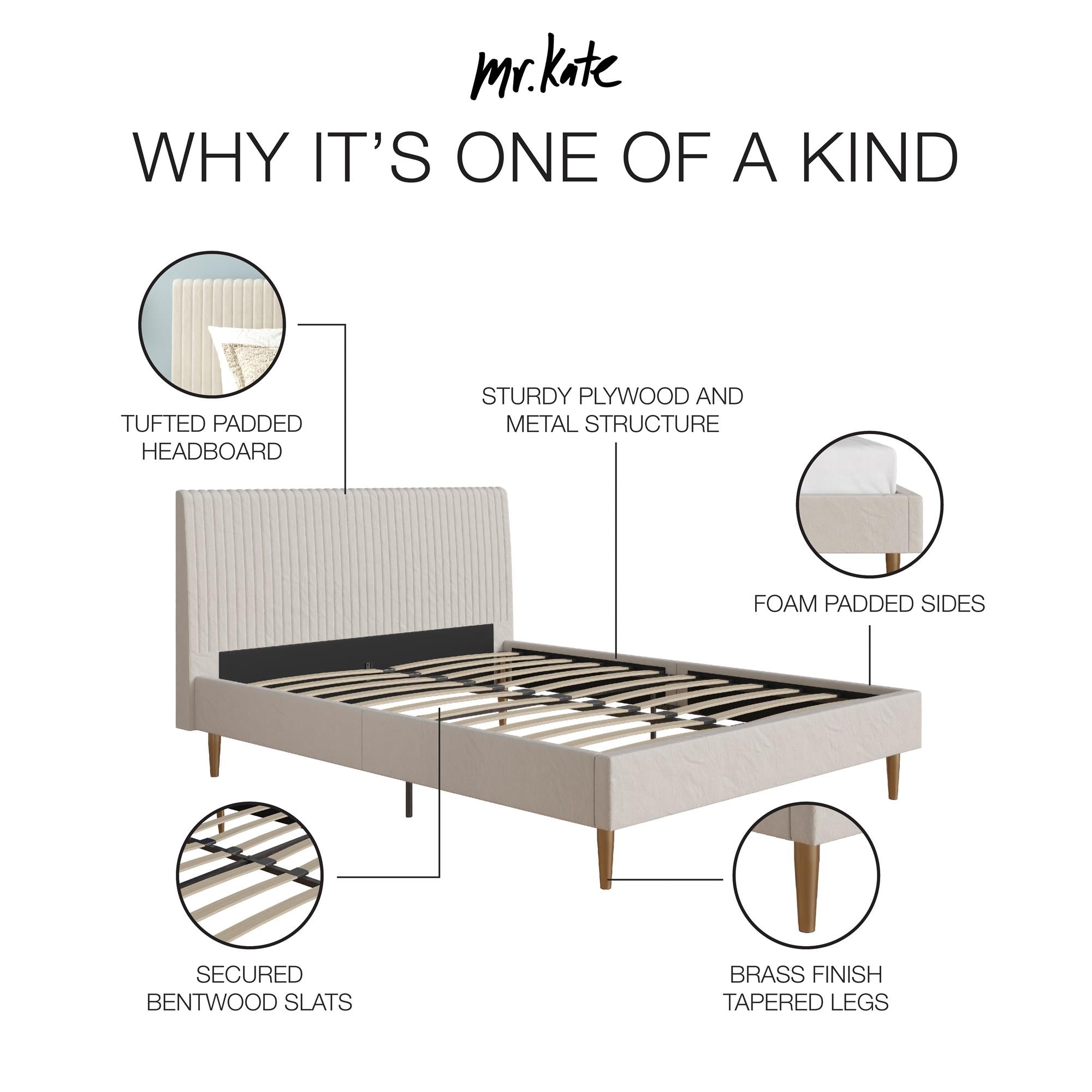 Mr. Kate Daphne Upholstered Bed - Ivory - Queen
