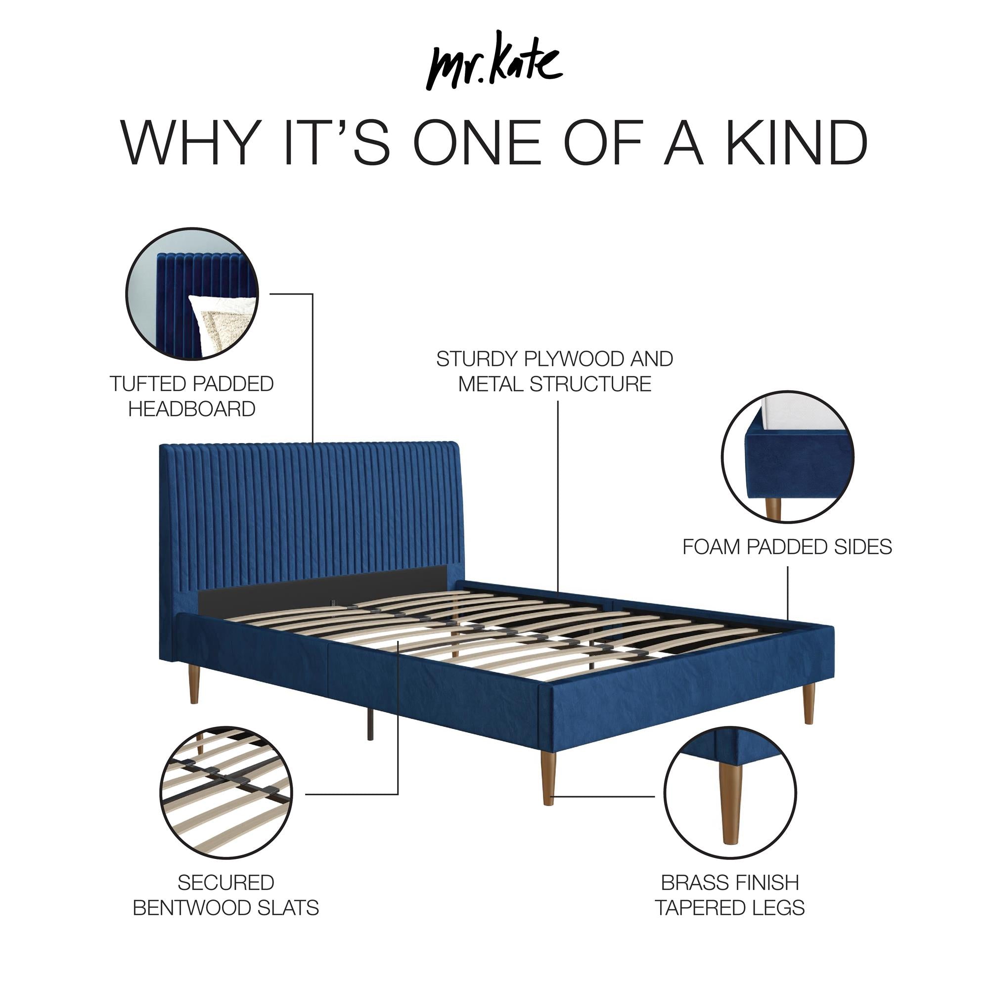 Mr. Kate Daphne Upholstered Bed - Blue - Queen