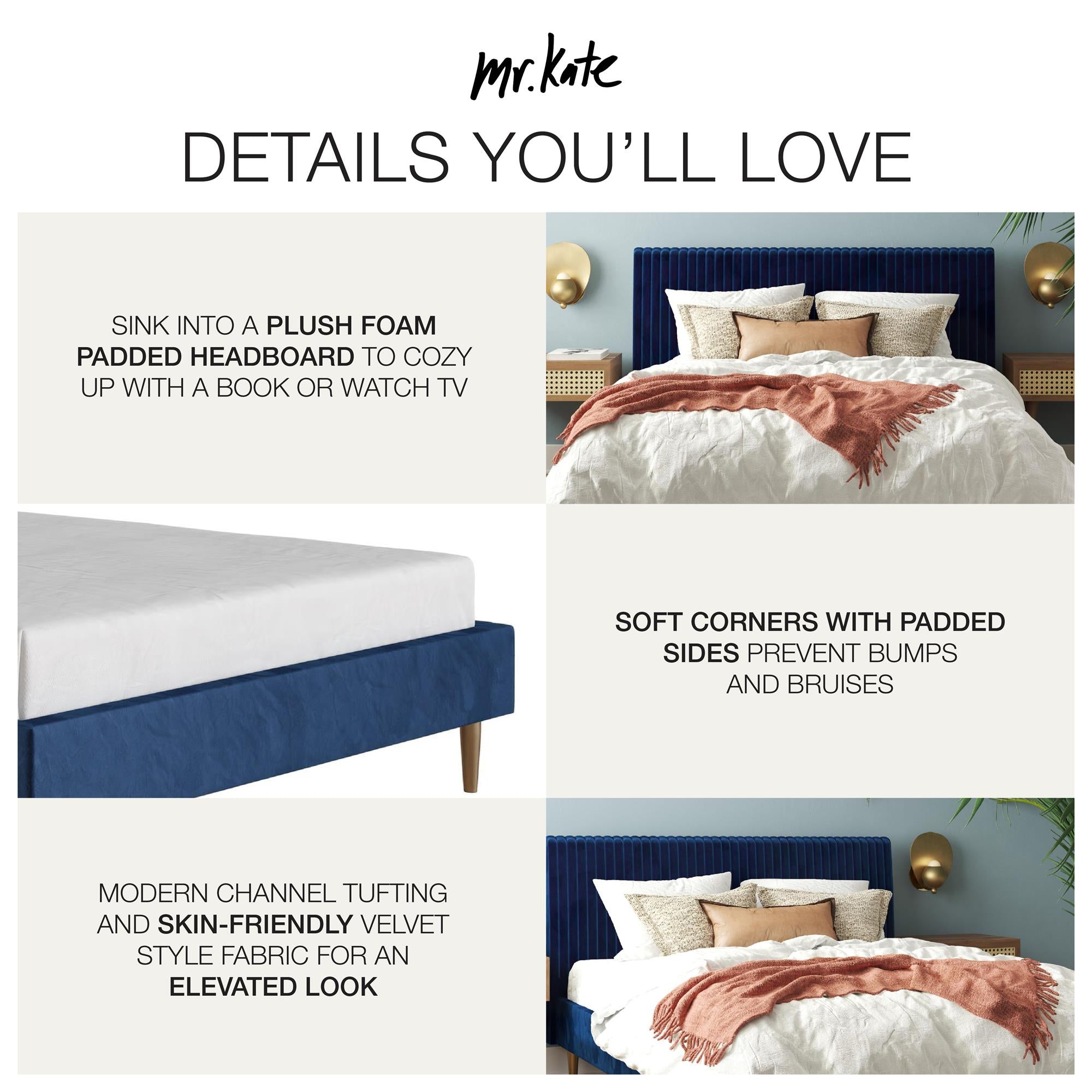 Mr. Kate Daphne Upholstered Bed - Blue - Queen