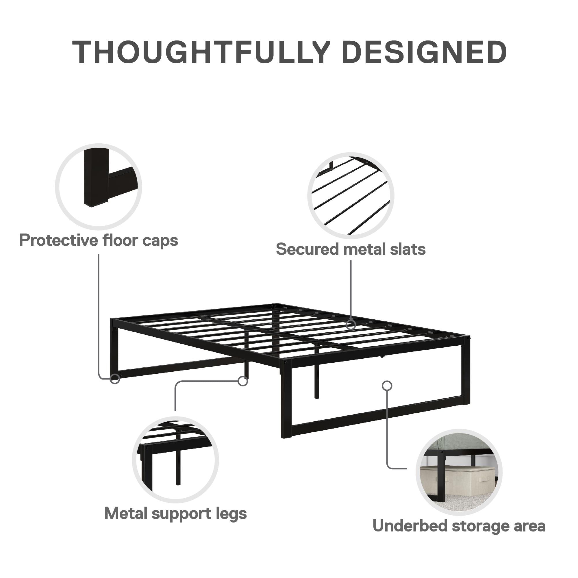 DHP Avey Modern Metal Platform Bed Frame - Black - Full