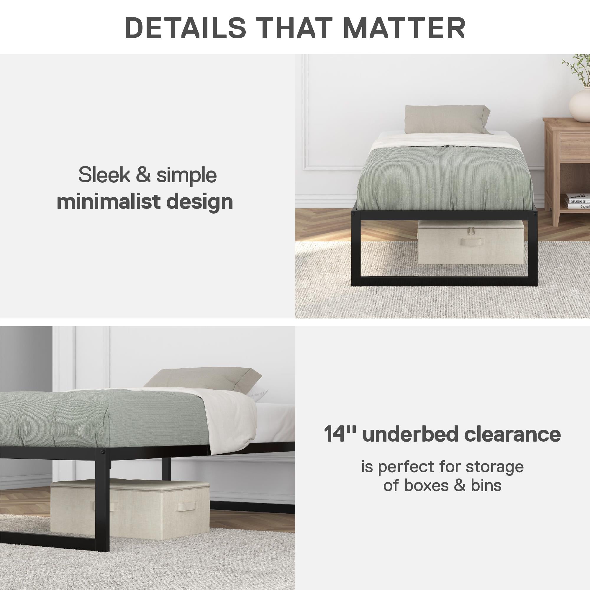 DHP Avey Modern Metal Platform Bed Frame - Black - Twin