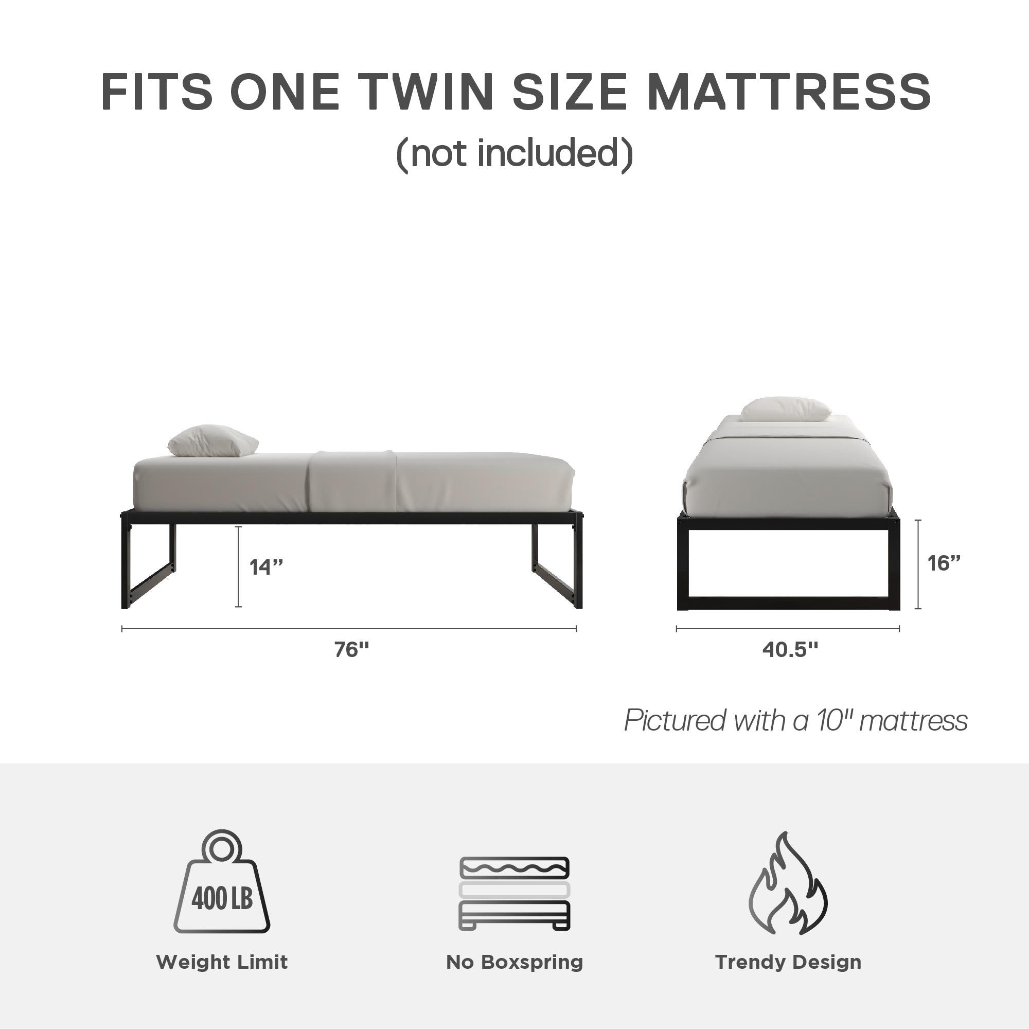 DHP Avey Modern Metal Platform Bed Frame - Black - Twin