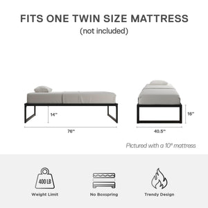 DHP Avey Modern Metal Platform Bed Frame - Black - Twin
