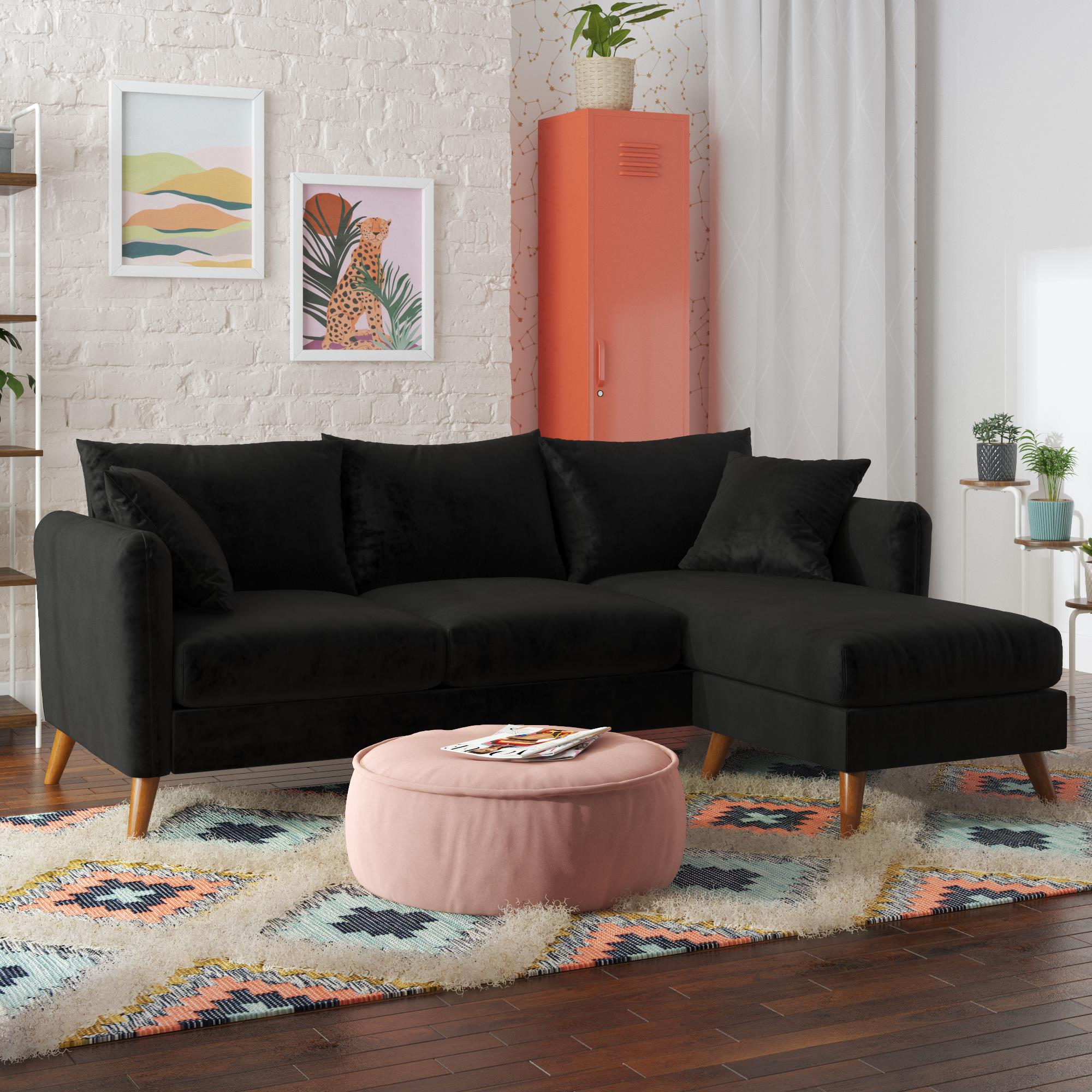 Novogratz Magnolia Reversible Sectional Sofa - Black
