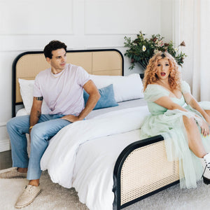 Mr. Kate Roxanne Metal and Cane Bed - Off White - Queen