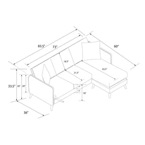 Novogratz Magnolia Reversible Sectional Sofa - Black