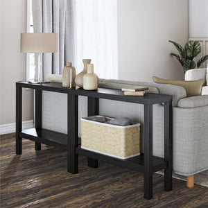 Ameriwood Home Parsons Wrap-Around Sofa Accent Tables Bundle - Set of Two - Black Oak