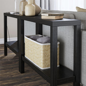 Ameriwood Home Parsons Wrap-Around Sofa Accent Tables Bundle - Set of Two - Black Oak