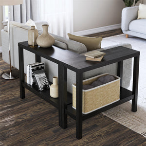Ameriwood Home Parsons Wrap-Around Sofa Accent Tables Bundle - Set of Two - Black Oak