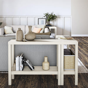 Ameriwood Home Parsons Wrap-Around Sofa Accent Tables Bundle - Set of Two - White Oak