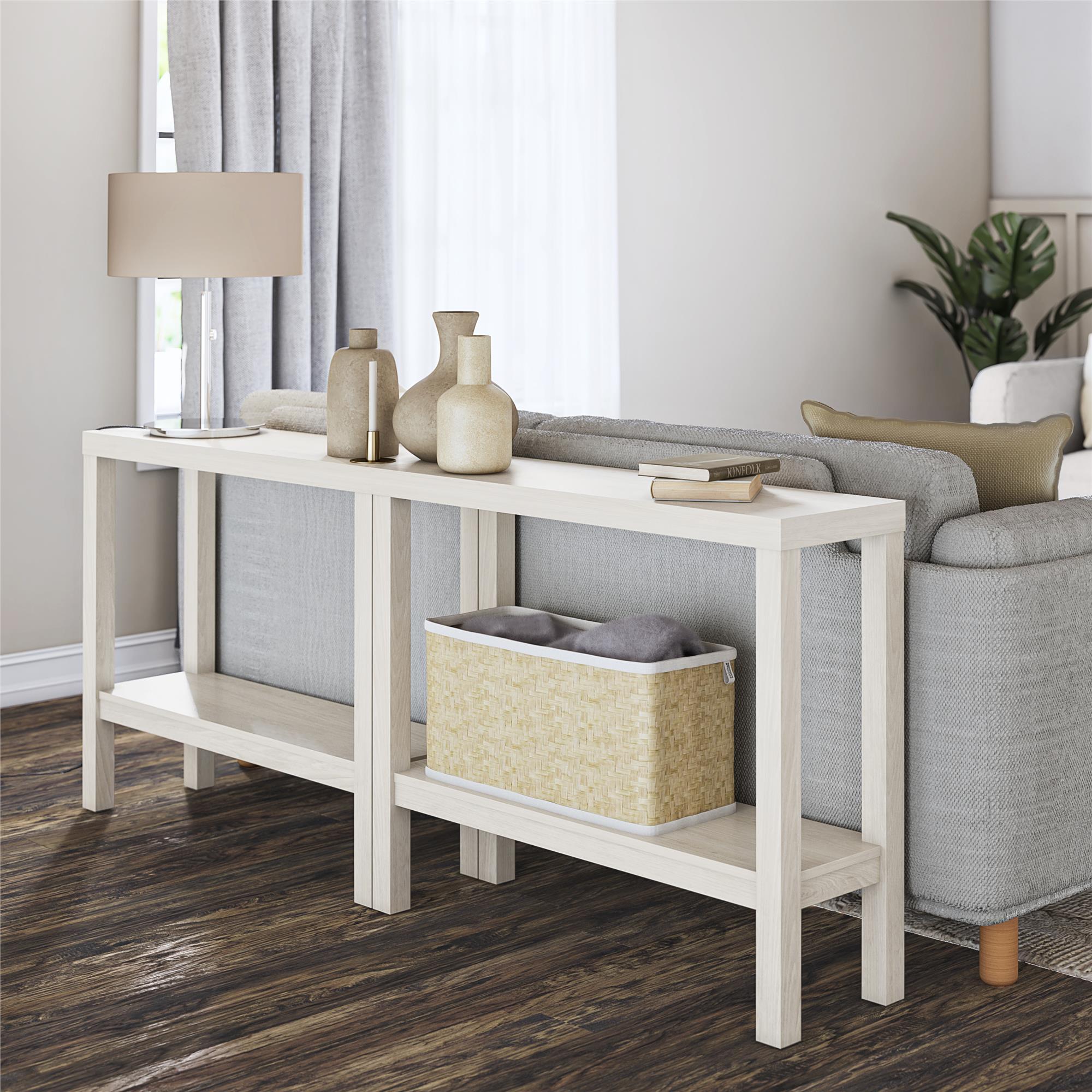 Ameriwood Home Parsons Wrap-Around Sofa Accent Tables Bundle - Set of Two - White Oak