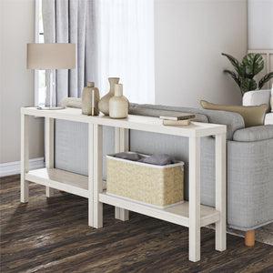 Ameriwood Home Parsons Wrap-Around Sofa Accent Tables Bundle - Set of Two - White Oak
