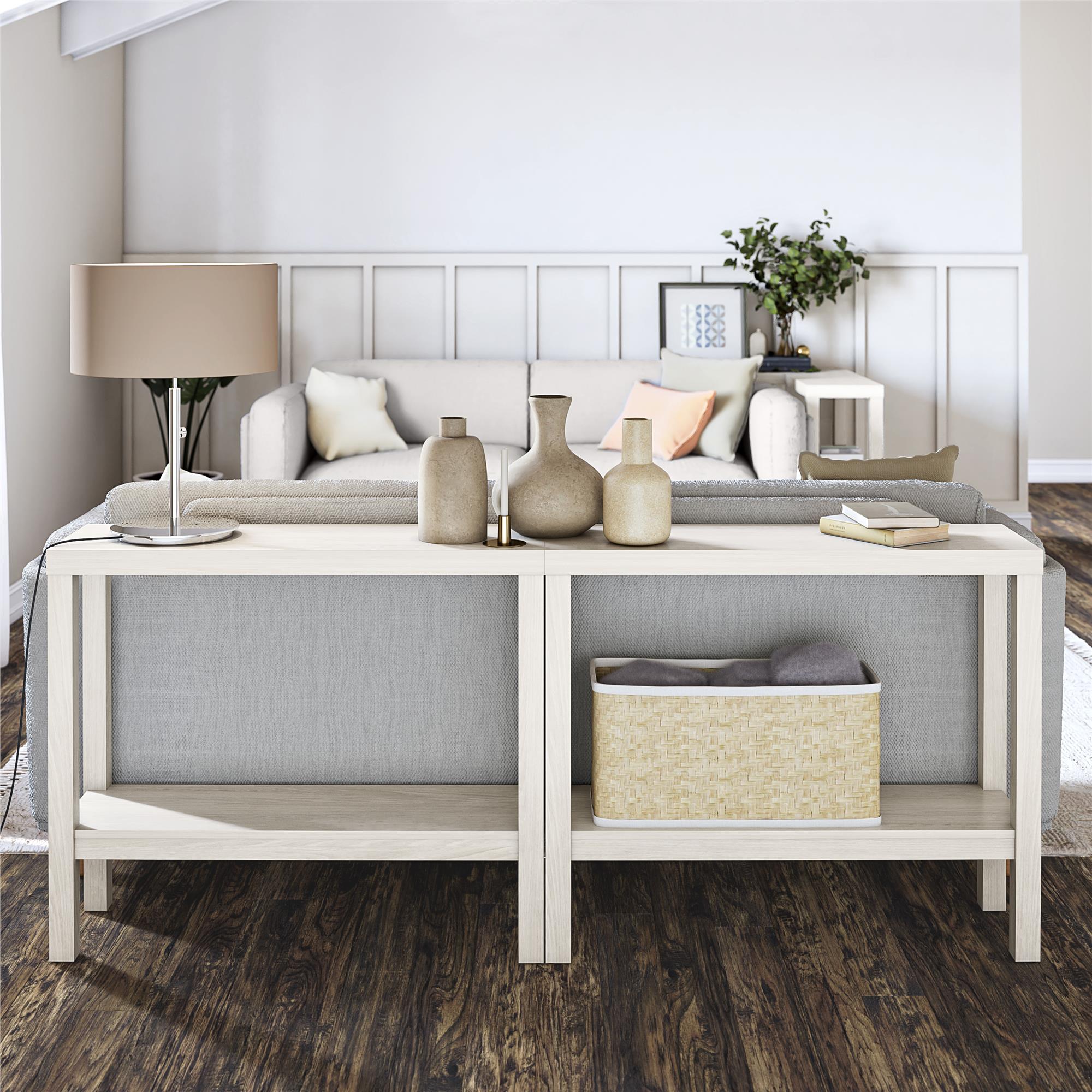 Ameriwood Home Parsons Wrap-Around Sofa Accent Tables Bundle - Set of Two - White Oak