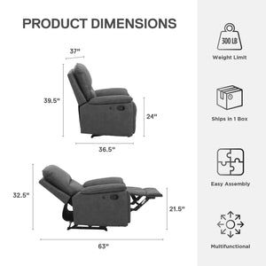 DHP Labatte Pushback Recliner with USB - Charcoal - 1-Seater