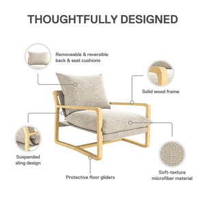 DHP Mira Accent Chair - Ivory - 1-Seater