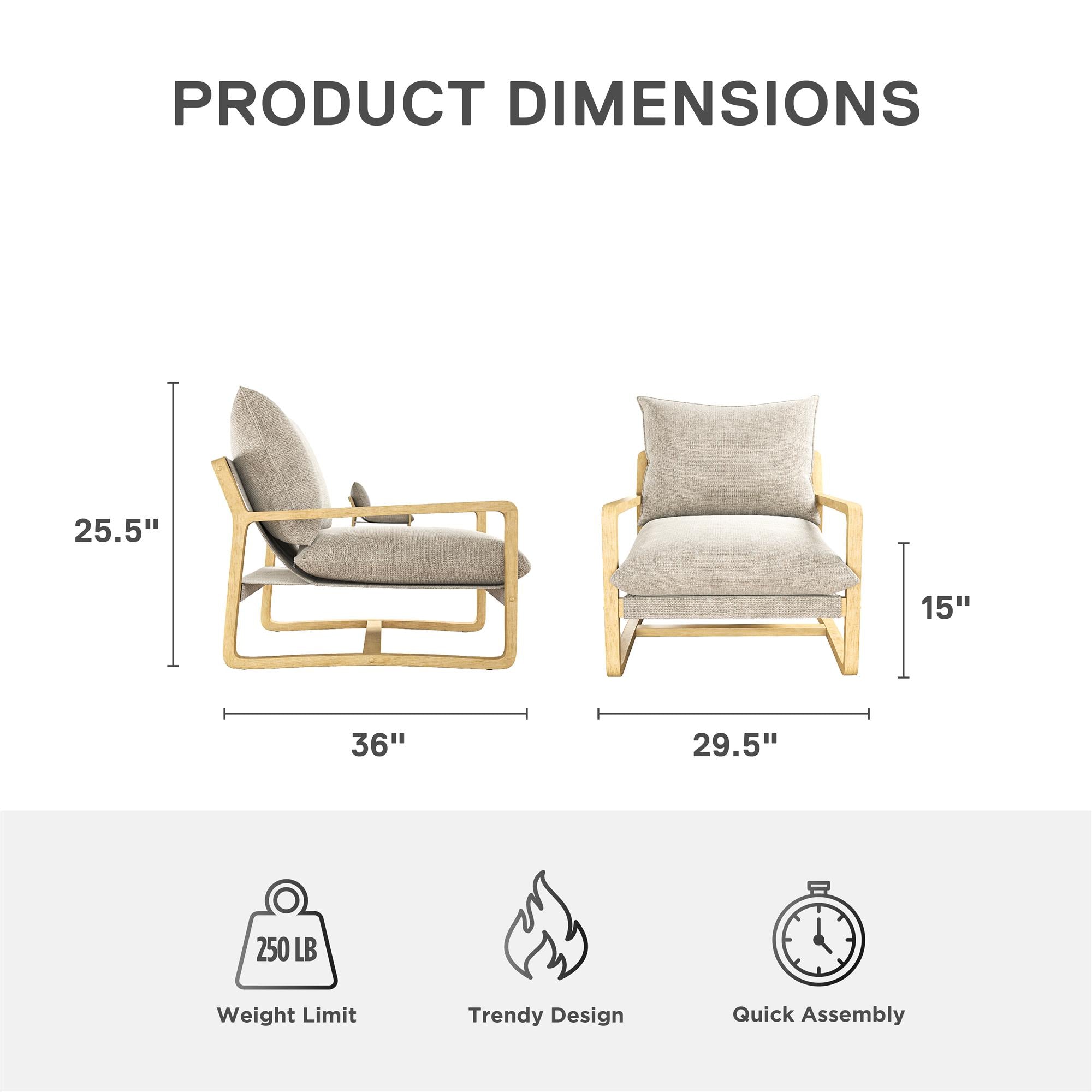 DHP Mira Accent Chair - Ivory - 1-Seater
