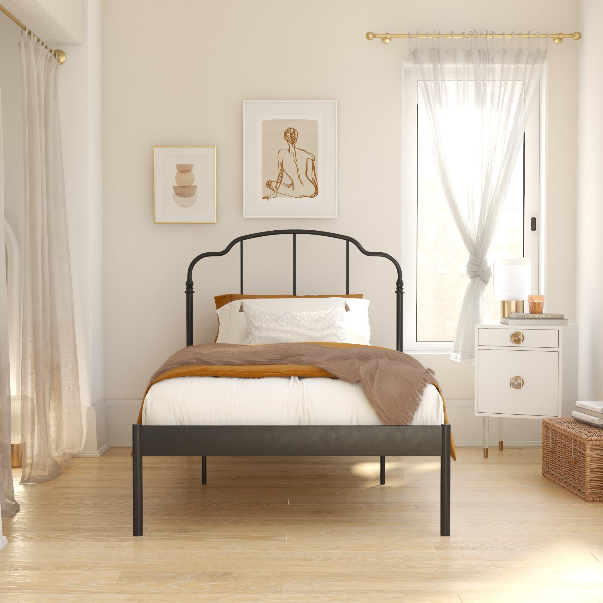 RealRooms Camie Metal Bed - Black - Twin