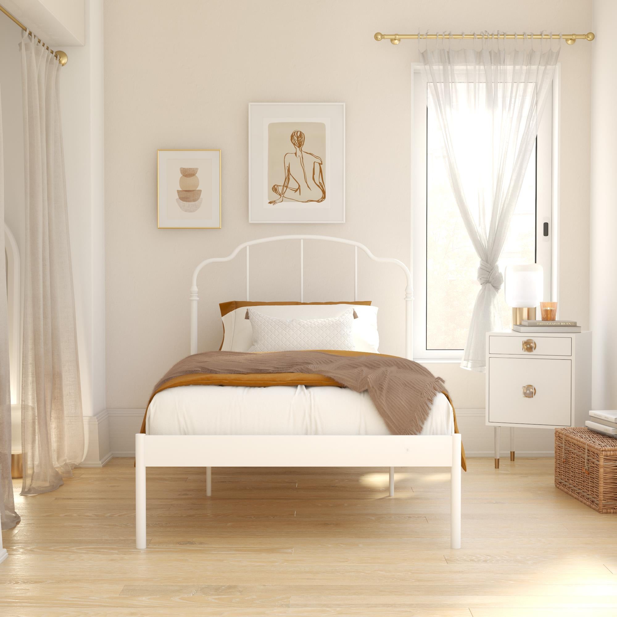 RealRooms Camie Metal Bed - White - Twin