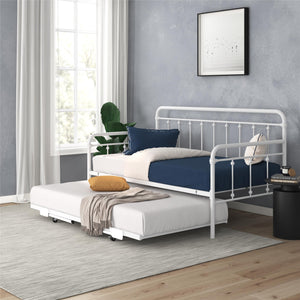 DHP Locky Metal Daybed with Pop Up Trundle - White - Twin-Over-Twin