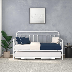 DHP Locky Metal Daybed with Pop Up Trundle - White - Twin-Over-Twin