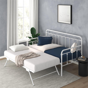 DHP Locky Metal Daybed with Pop Up Trundle - White - Twin-Over-Twin