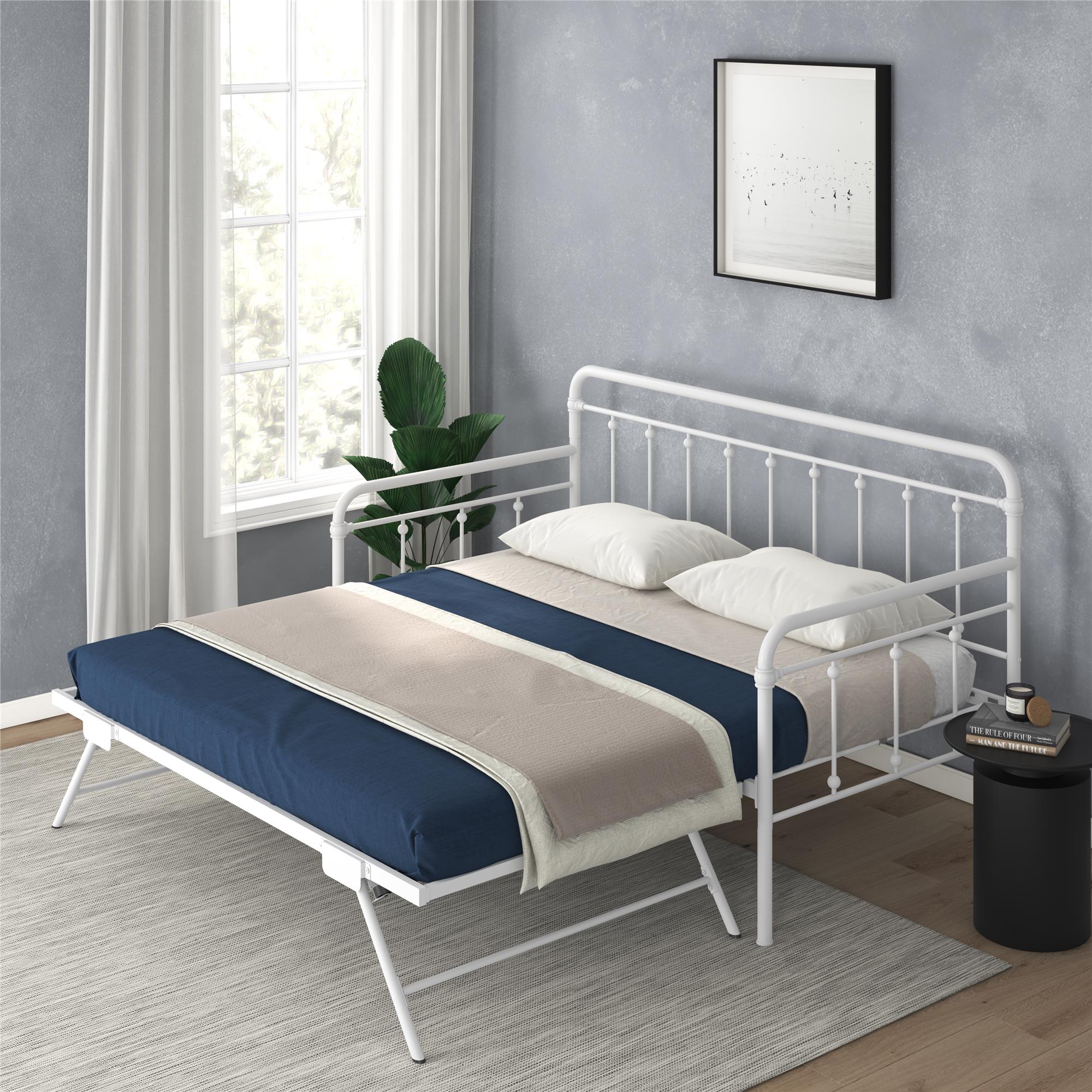 DHP Locky Metal Daybed with Pop Up Trundle - White - Twin-Over-Twin