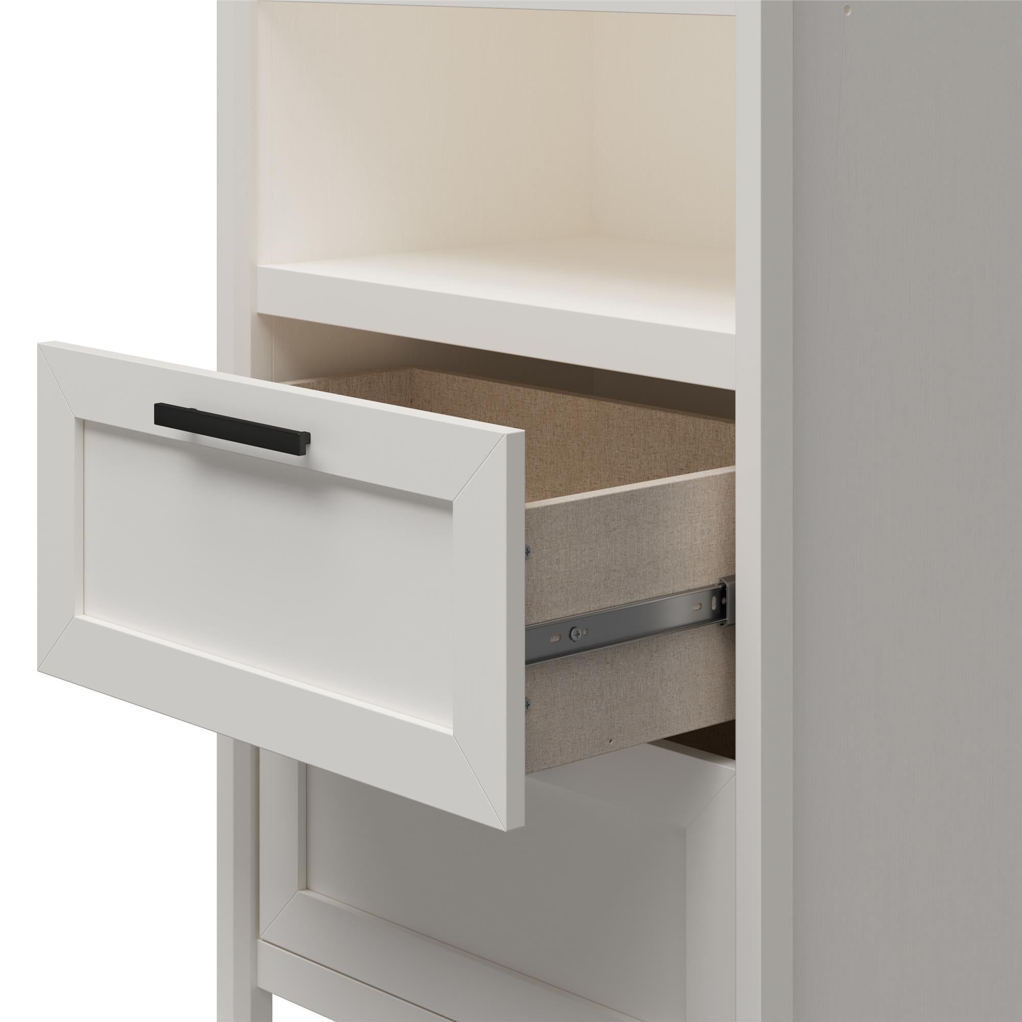 Systembuild Evolution Luxe 2-Door/2-Drawer Closet Tower with 3 Adjustable Clothing Rods - Ivory Oak