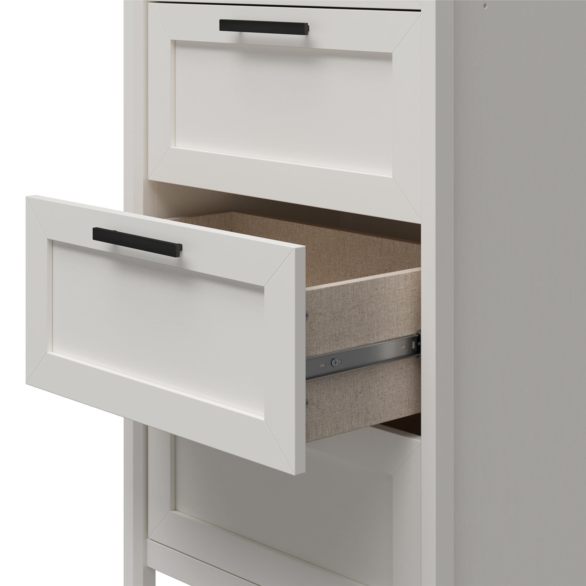 Systembuild Evolution Luxe 4-Drawer/3 Adjustable Clothing Rod Closet Tower - Ivory Oak