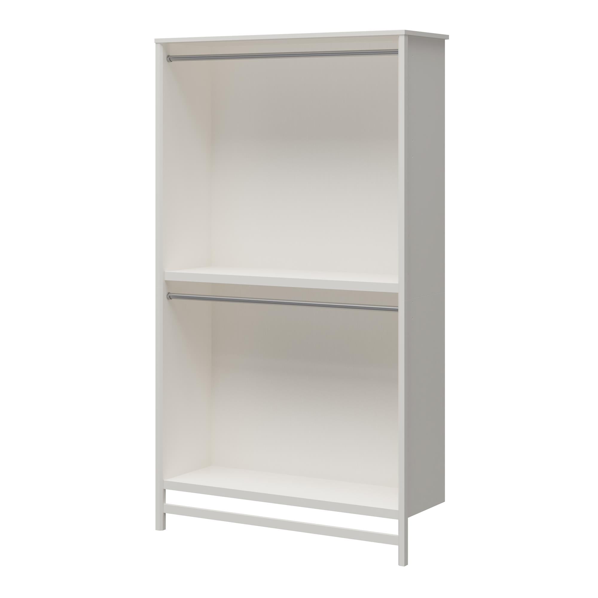 Systembuild Evolution Luxe Extra Wide 2-Shelf Double Clothing Rod Closet Tower - Ivory Oak