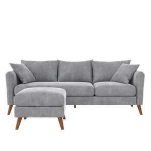 Novogratz Magnolia Reversible Sectional Sofa - Light Gray