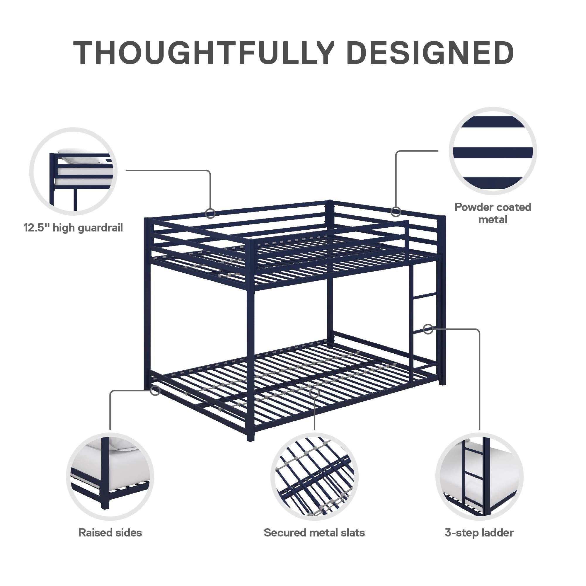 DHP Miles Kids' Bunk Bed - Blue - Full-Over-Full