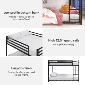 DHP Miles Kids' Bunk Bed - Black - Full-Over-Full